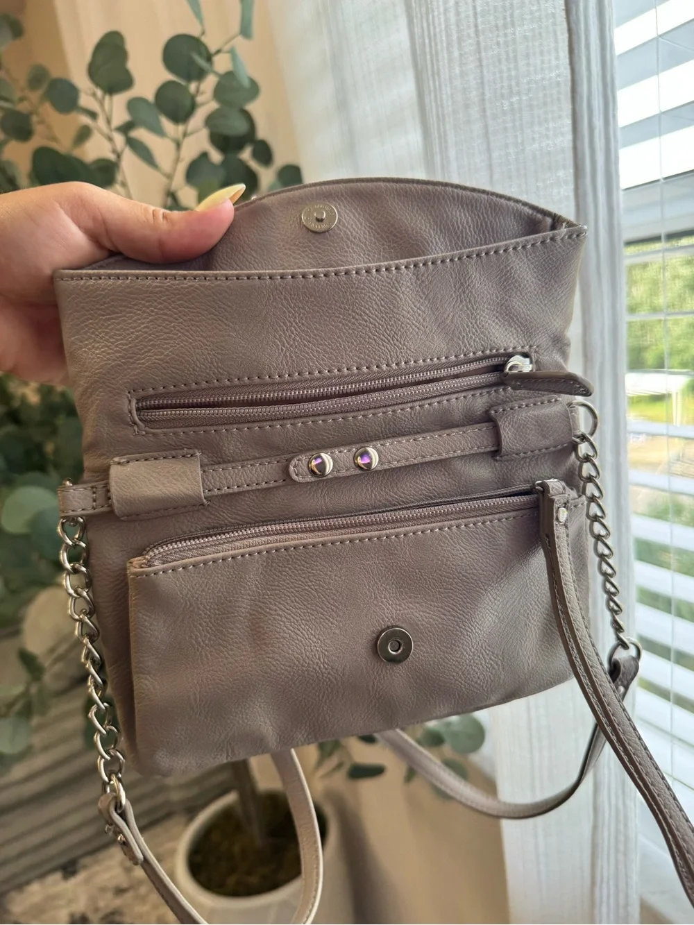Nine West Quilted Flap Crossbody in Light Taupe